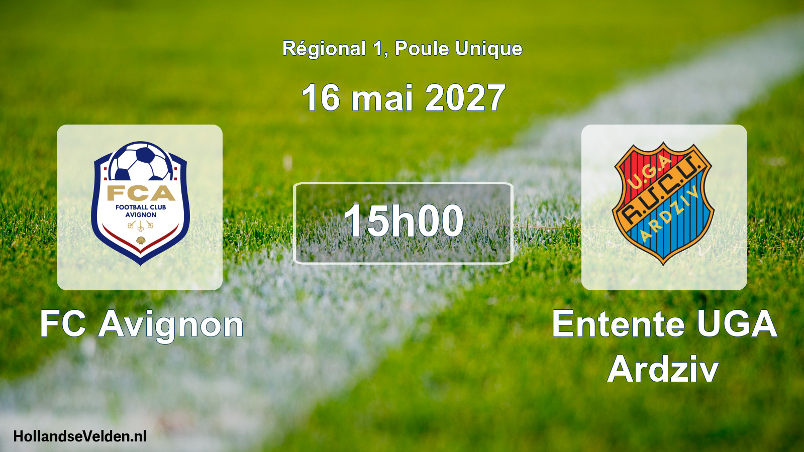 Geplande wedstrijd: FC Avignon - Entente UGA Ardziv (16 mei 2027)
