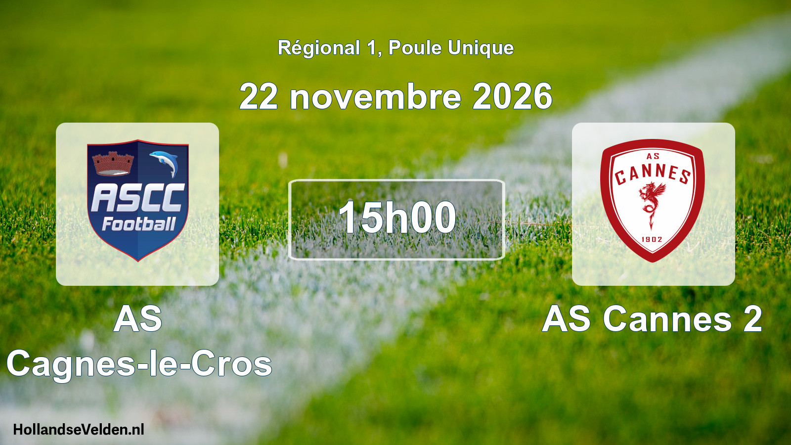 Match programmé: AS Cagnes-le-Cros - AS Cannes 2 (22 novembre 2026)