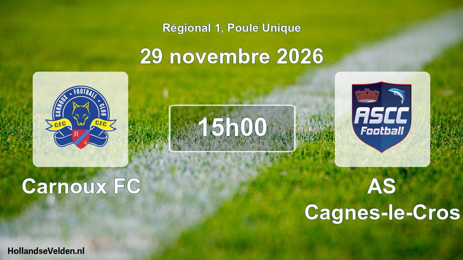 Match programmé: Carnoux FC - AS Cagnes-le-Cros (29 novembre 2026)