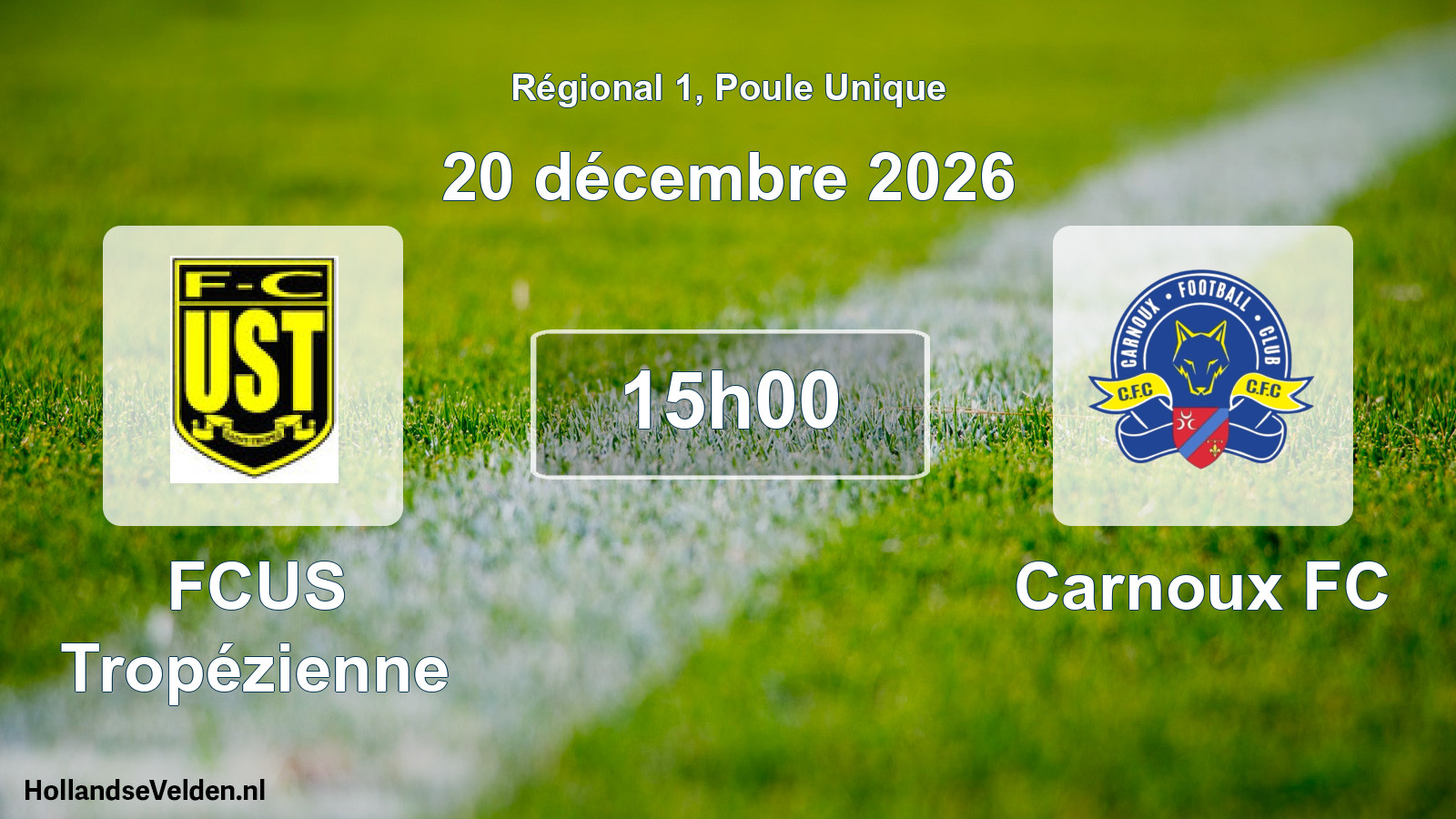 Match programmé: FCUS Tropézienne - Carnoux FC (20 décembre 2026)