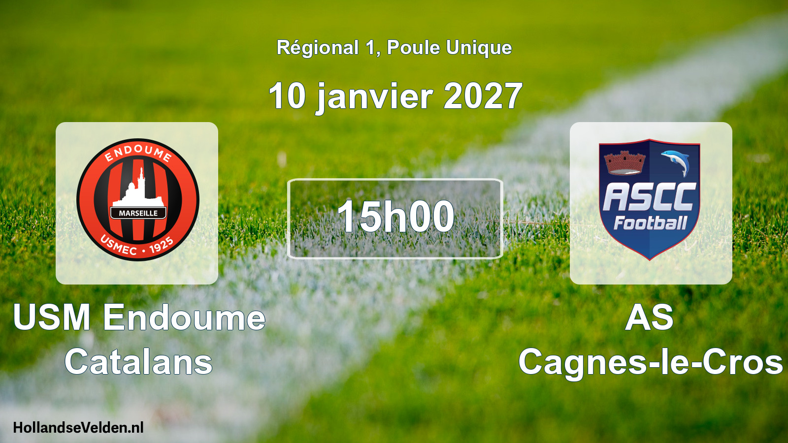 Match programmé: USM Endoume Catalans - AS Cagnes-le-Cros (10 janvier 2027)