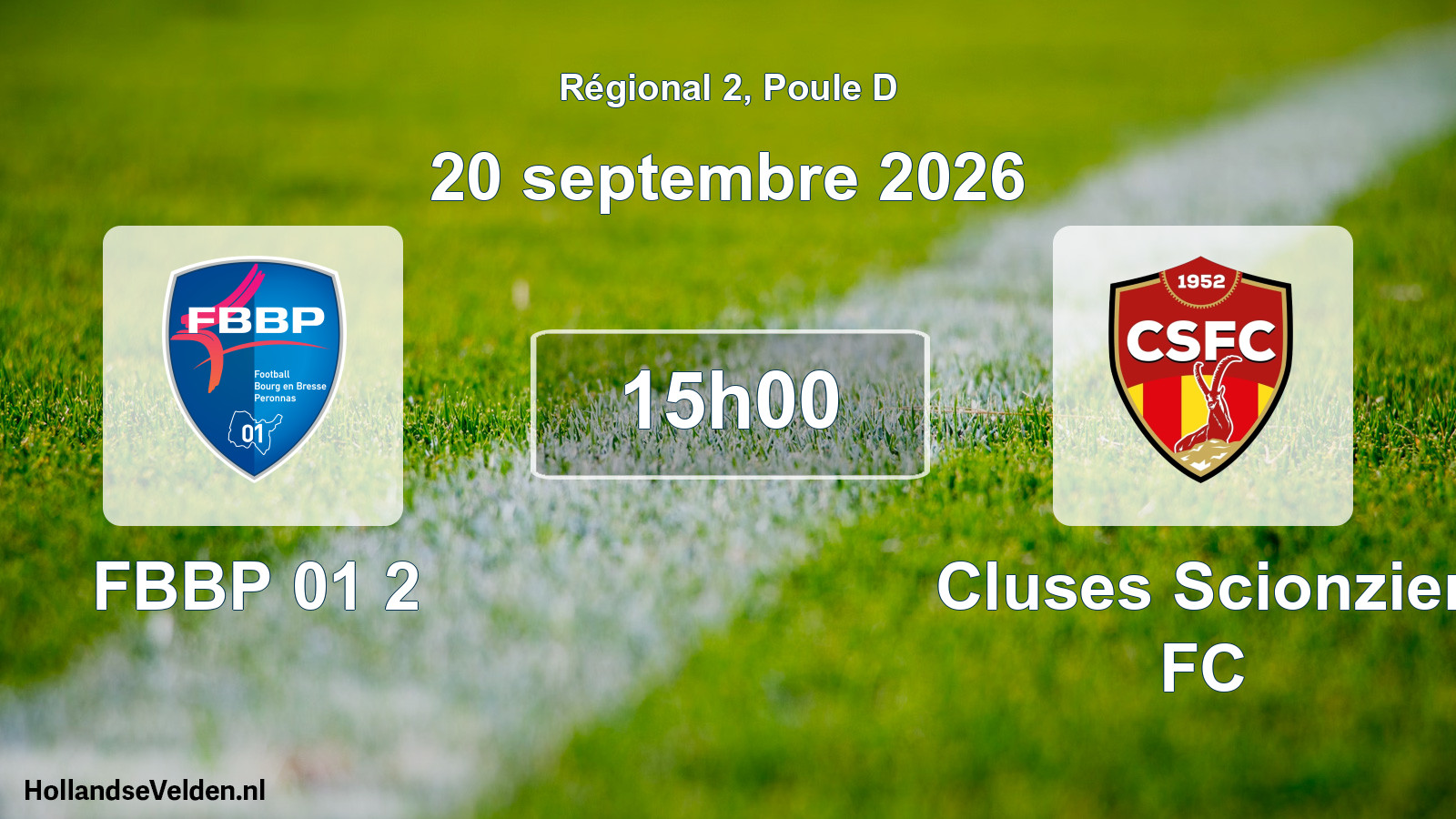 Match programmé: FBBP 01 2 - Cluses Scionzier FC (20 septembre 2026)
