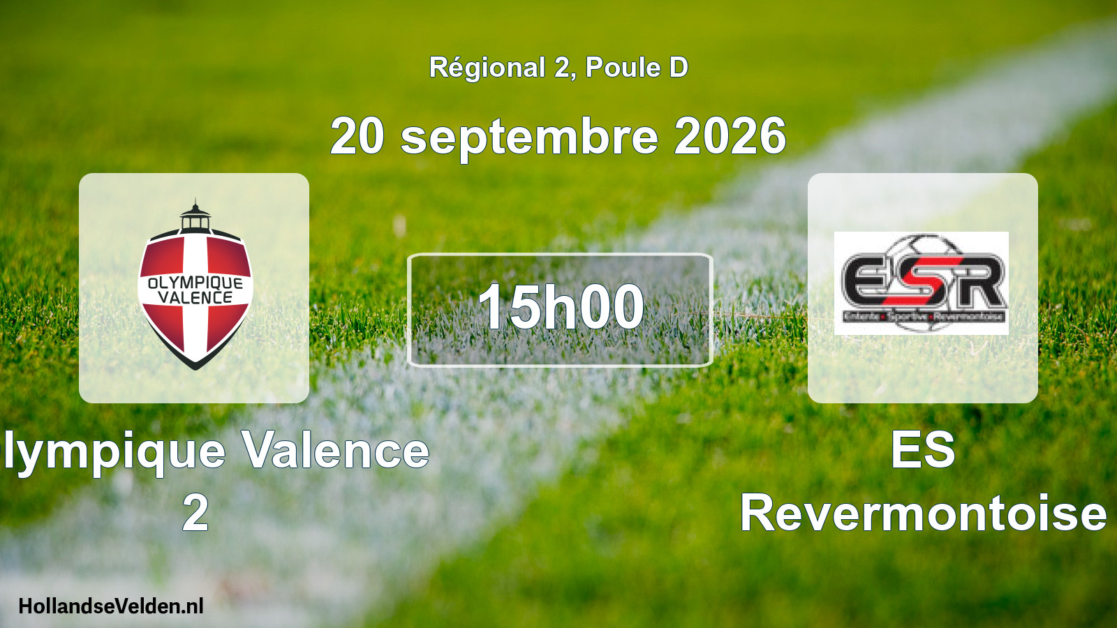 Match programmé: Olympique Valence 2 - ES Revermontoise (20 septembre 2026)