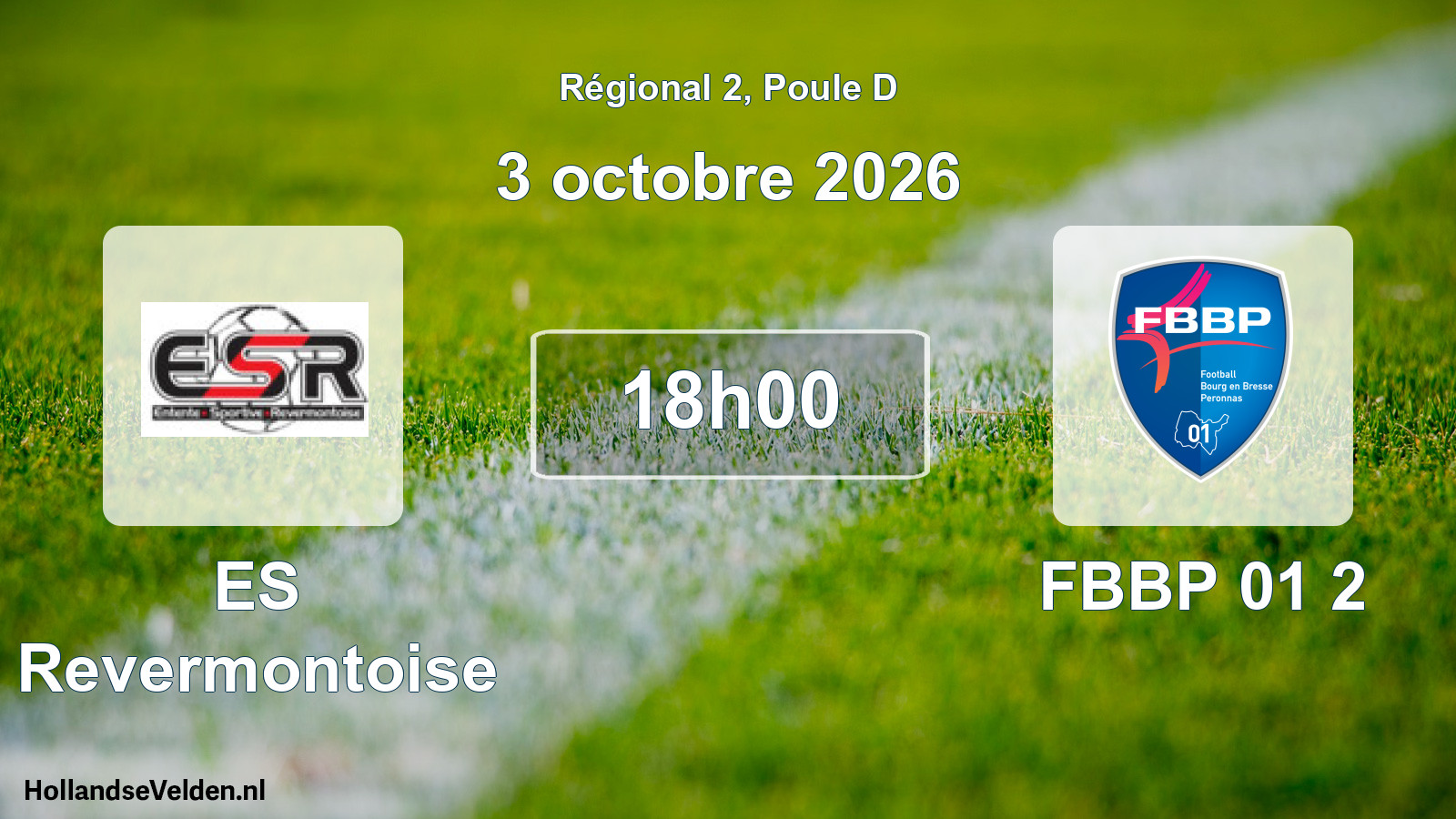 Match programmé: ES Revermontoise - FBBP 01 2 (3 octobre 2026)