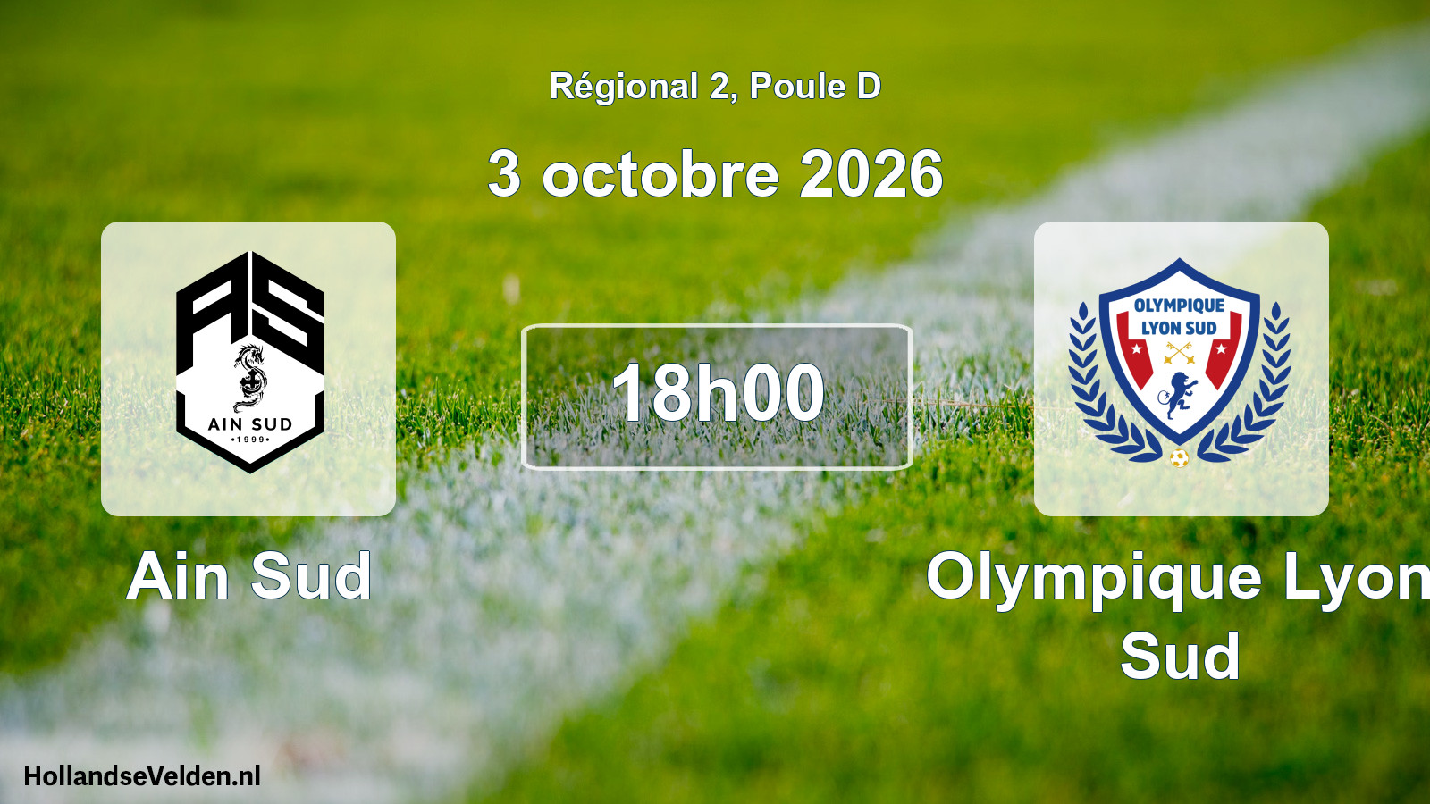 Match programmé: Ain Sud - Olympique Lyon Sud (3 octobre 2026)