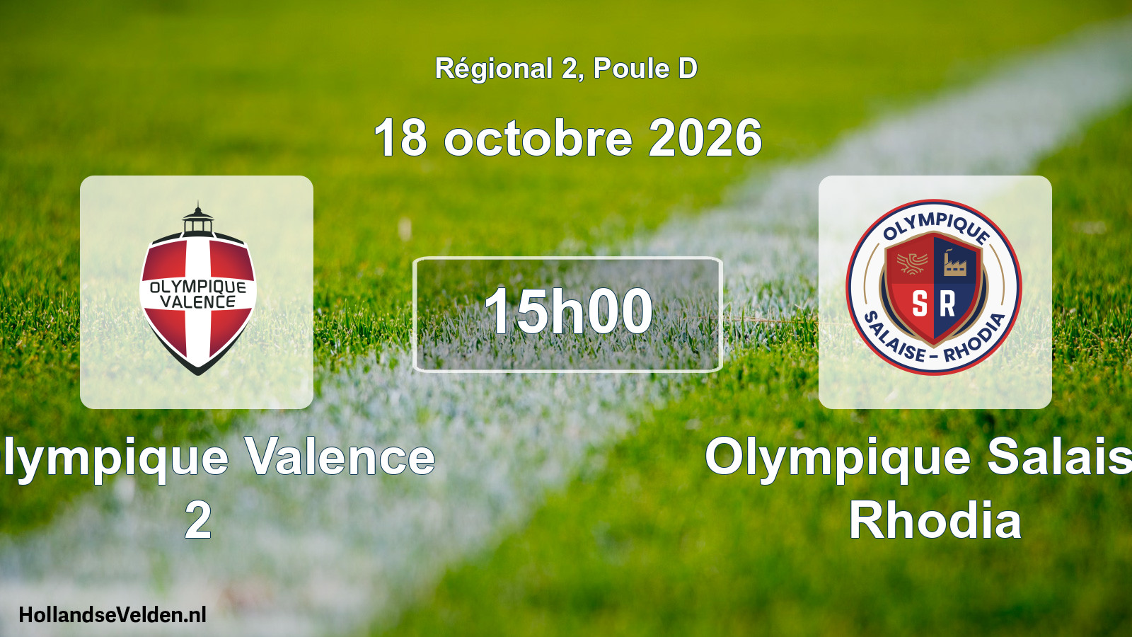 Match programmé: Olympique Valence 2 - Olympique Salaise Rhodia (18 octobre 2026)