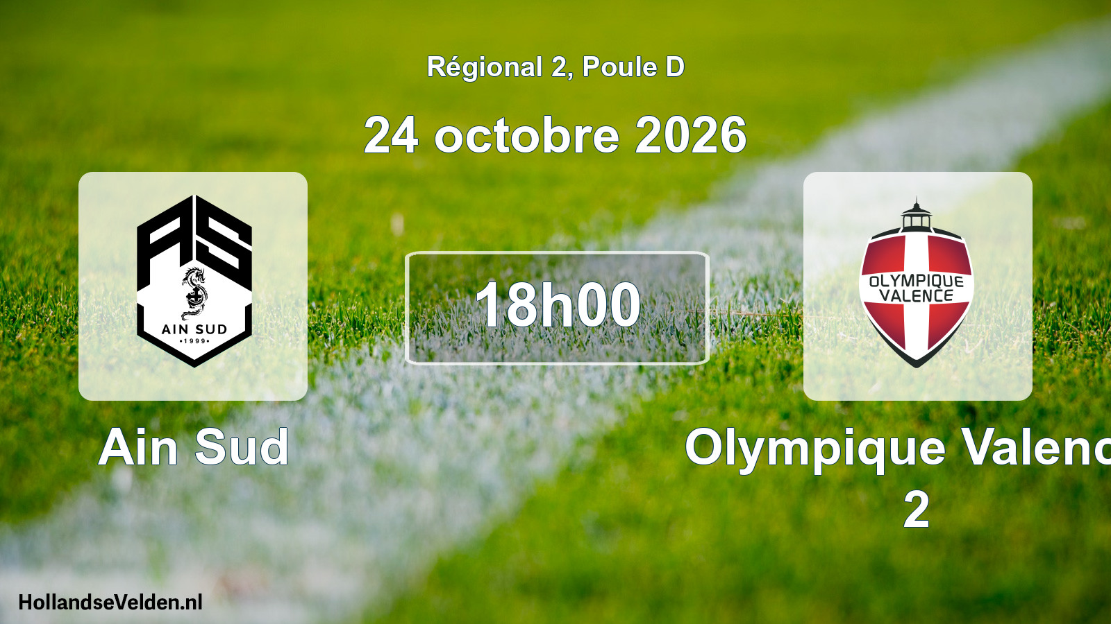 Match programmé: Ain Sud - Olympique Valence 2 (24 octobre 2026)