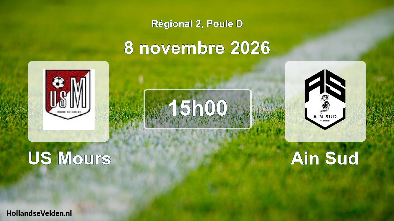 Match programmé: US Mours - Ain Sud (8 novembre 2026)