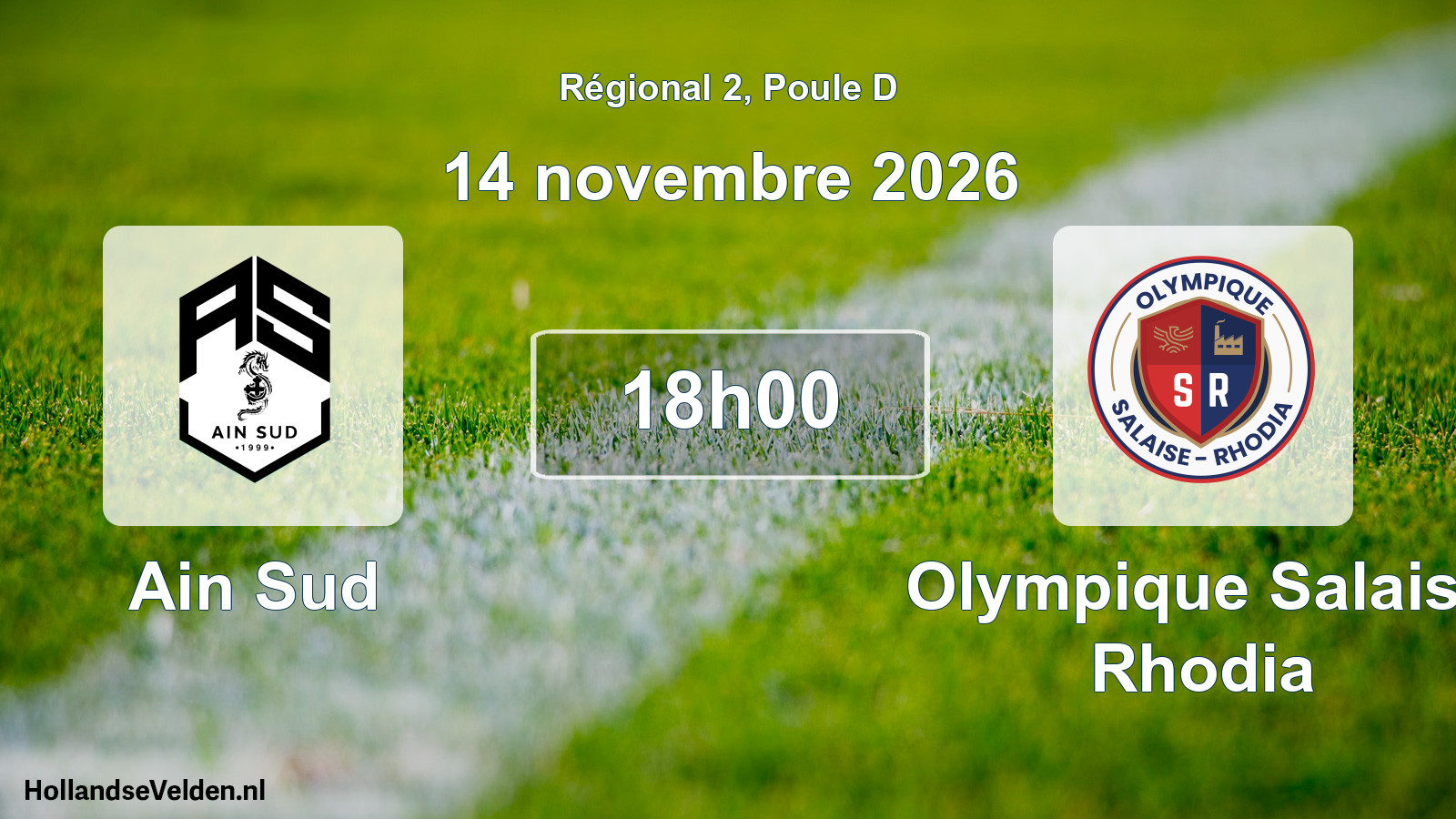 Match programmé: Ain Sud - Olympique Salaise Rhodia (14 novembre 2026)