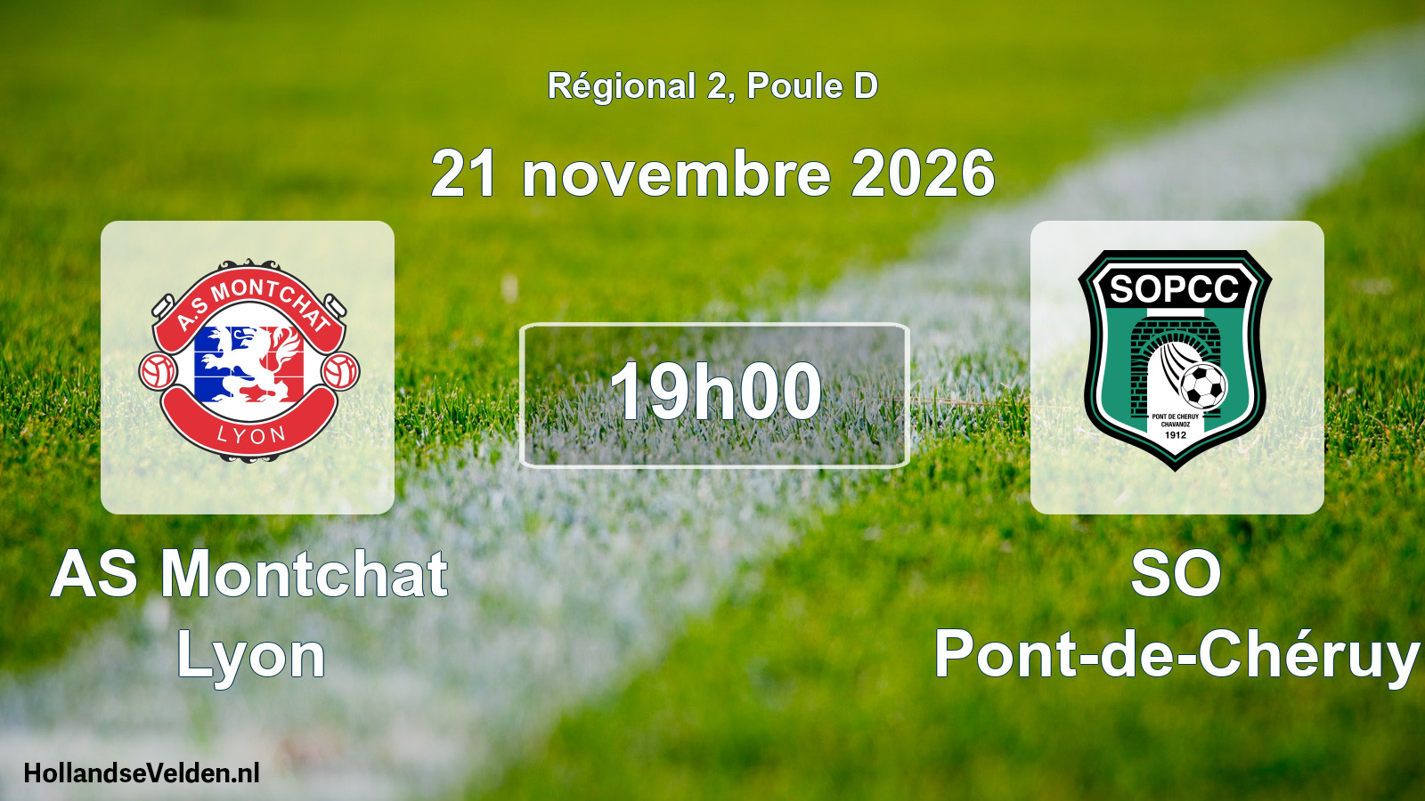 Match programmé: AS Montchat Lyon - SO Pont-de-Chéruy (21 novembre 2026)