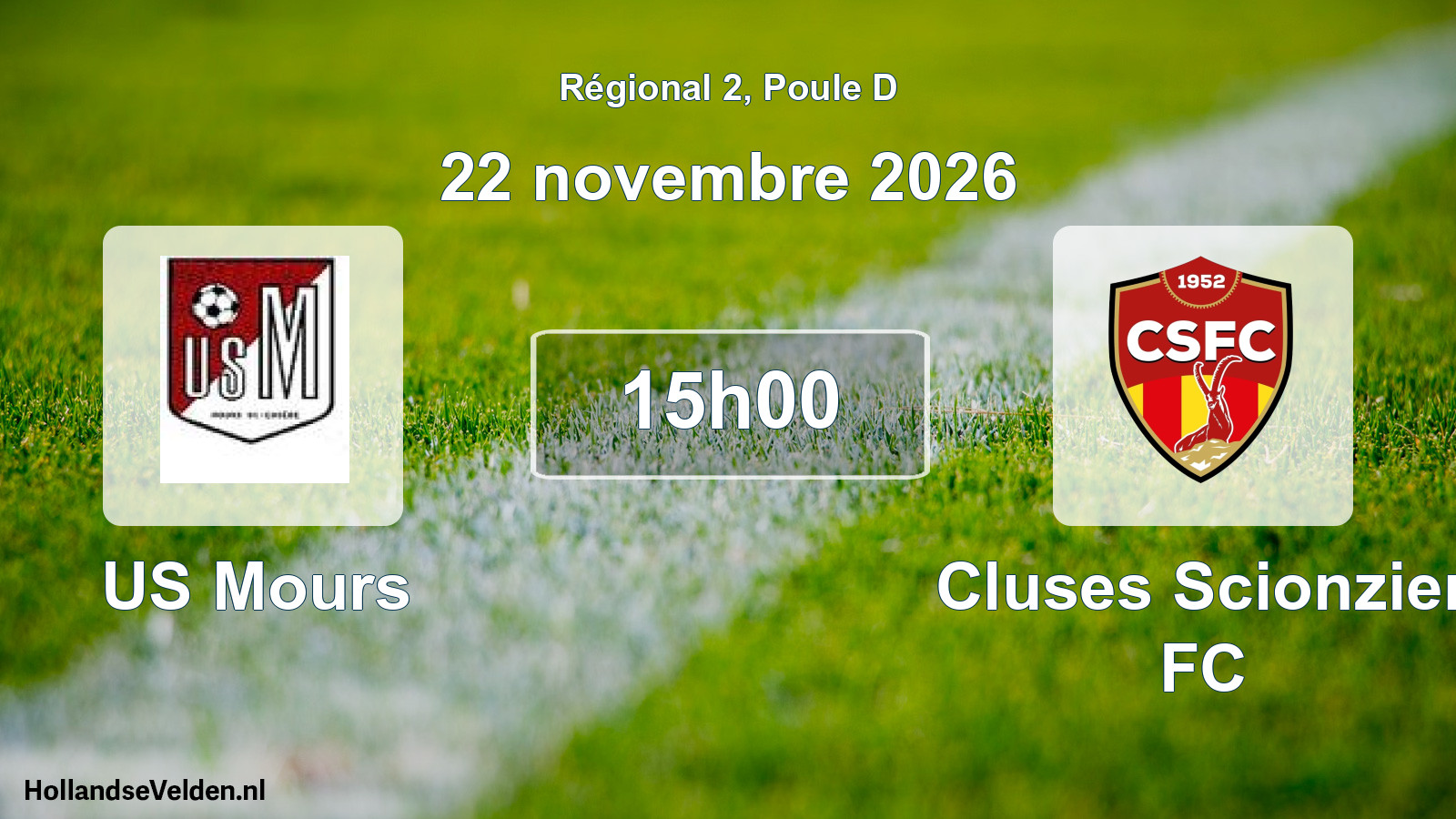 Match programmé: US Mours - Cluses Scionzier FC (22 novembre 2026)