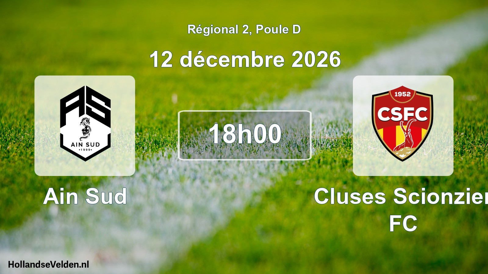 Match programmé: Ain Sud - Cluses Scionzier FC (12 décembre 2026)