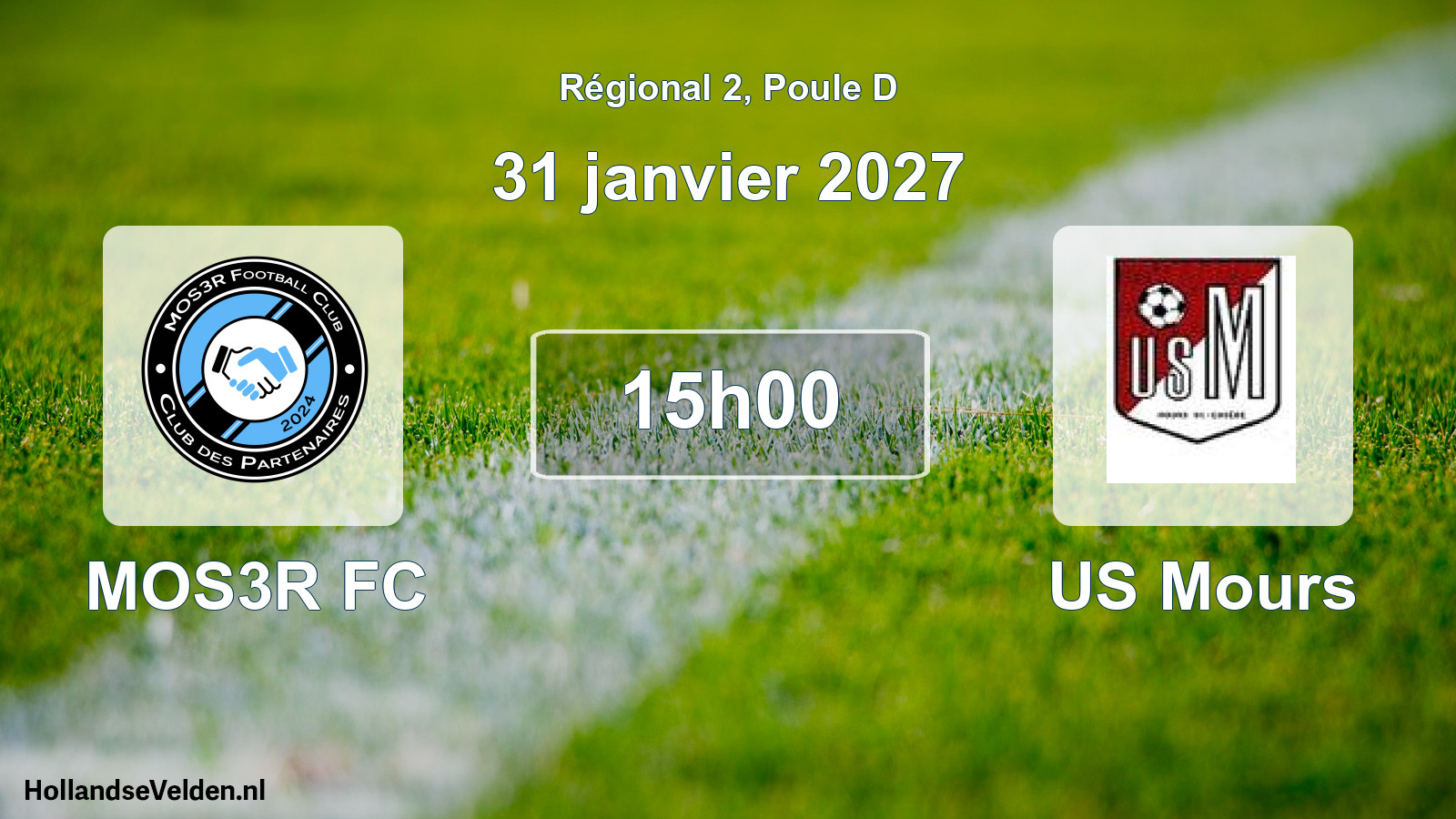 Match programmé: MOS3R FC - US Mours (31 janvier 2027)