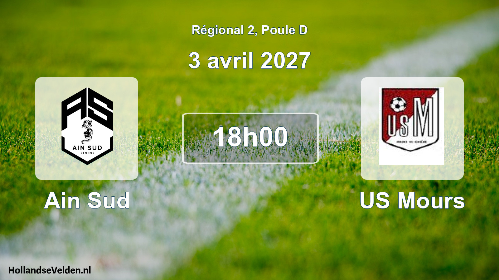 Match programmé: Ain Sud - US Mours (3 avril 2027)