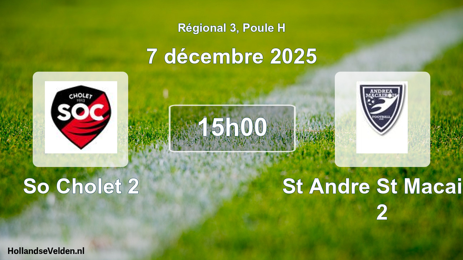 Geplande wedstrijd: So Cholet 2 - St Andre St Macaire 2 (7 décembre 2025)