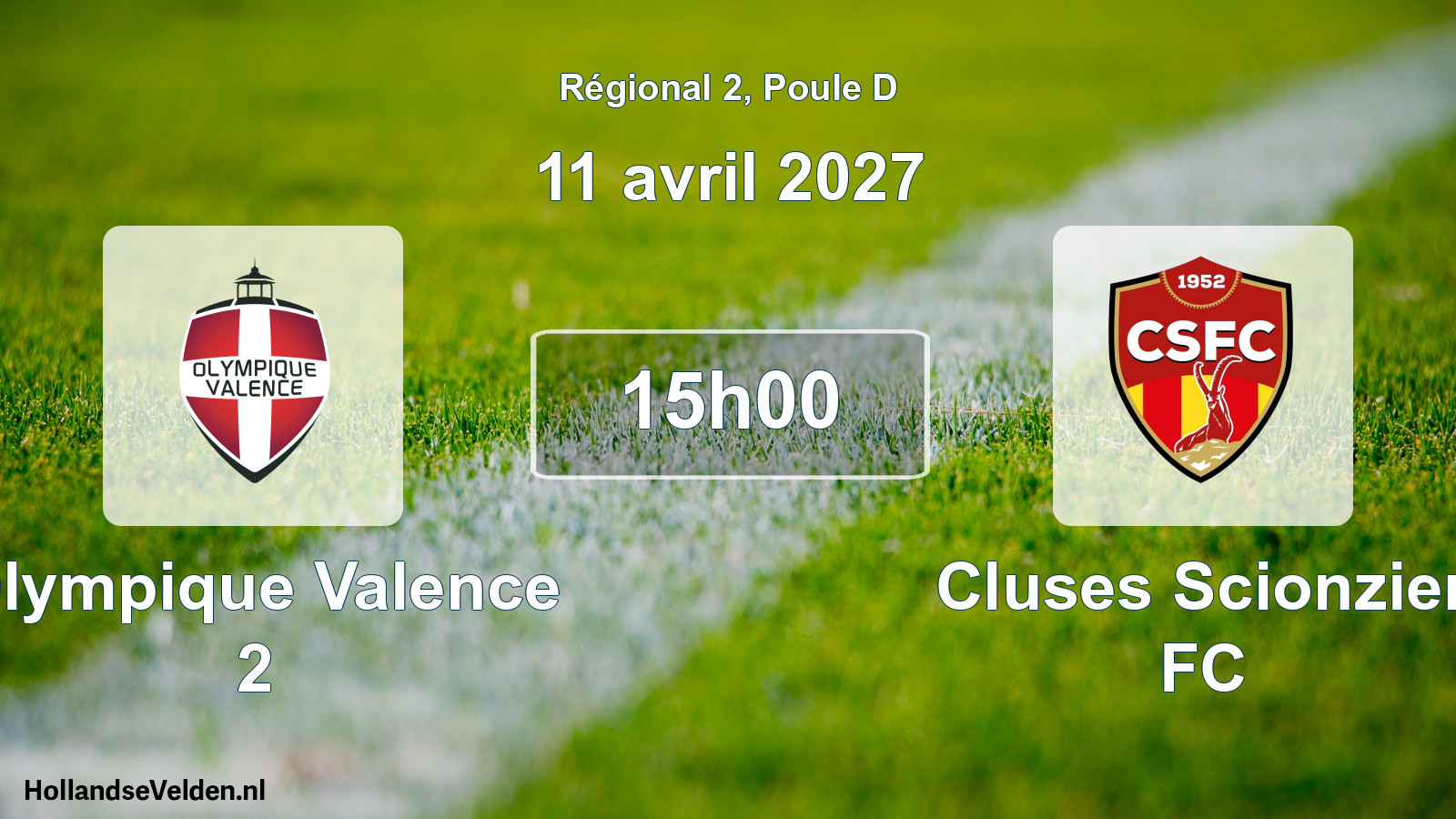 Match programmé: Olympique Valence 2 - Cluses Scionzier FC (11 avril 2027)