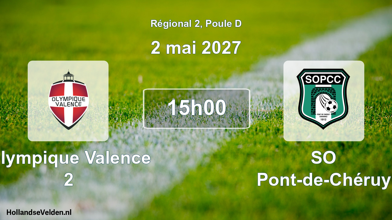 Match programmé: Olympique Valence 2 - SO Pont-de-Chéruy (2 mai 2027)