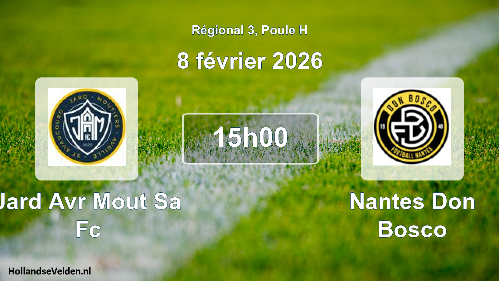 Geplande wedstrijd: Jard Avr Mout Sa Fc - Nantes Don Bosco (8 février 2026)