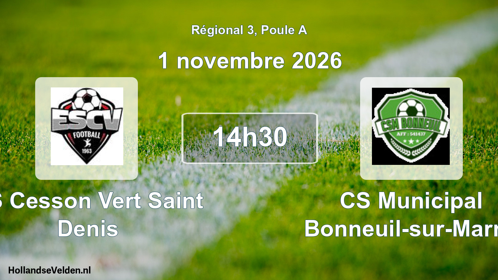 Scheduled Match: ES Cesson Vert Saint Denis - CS Municipal Bonneuil-sur-Marne (1 November 2026)