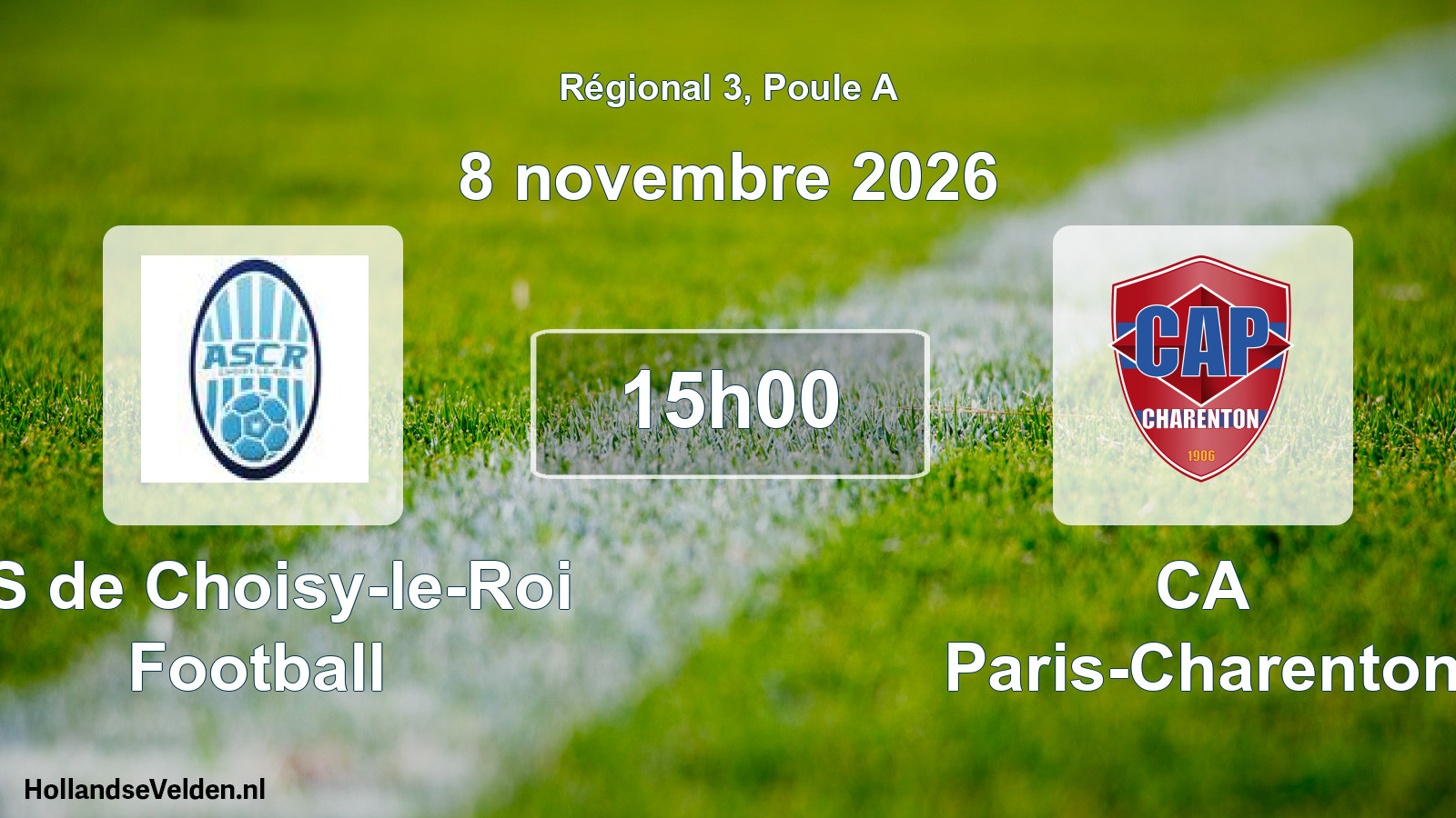 Scheduled Match: AS de Choisy-le-Roi Football - CA Paris-Charenton (8 November 2026)