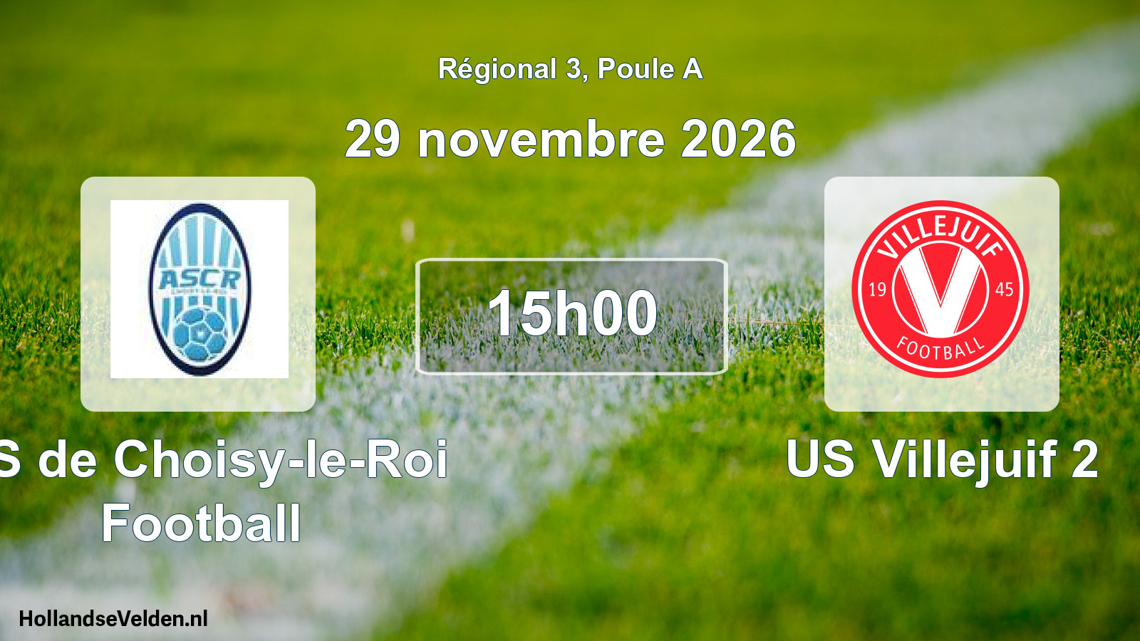 Scheduled Match: AS de Choisy-le-Roi Football - US Villejuif 2 (29 November 2026)