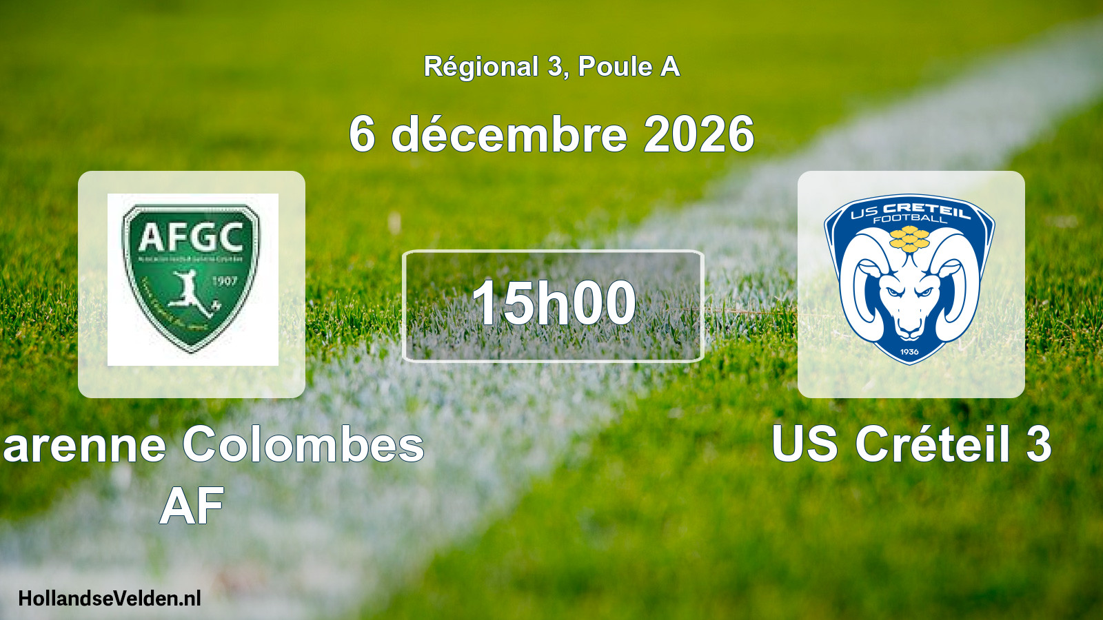 Scheduled Match: Garenne Colombes AF - US Créteil 3 (6 December 2026)