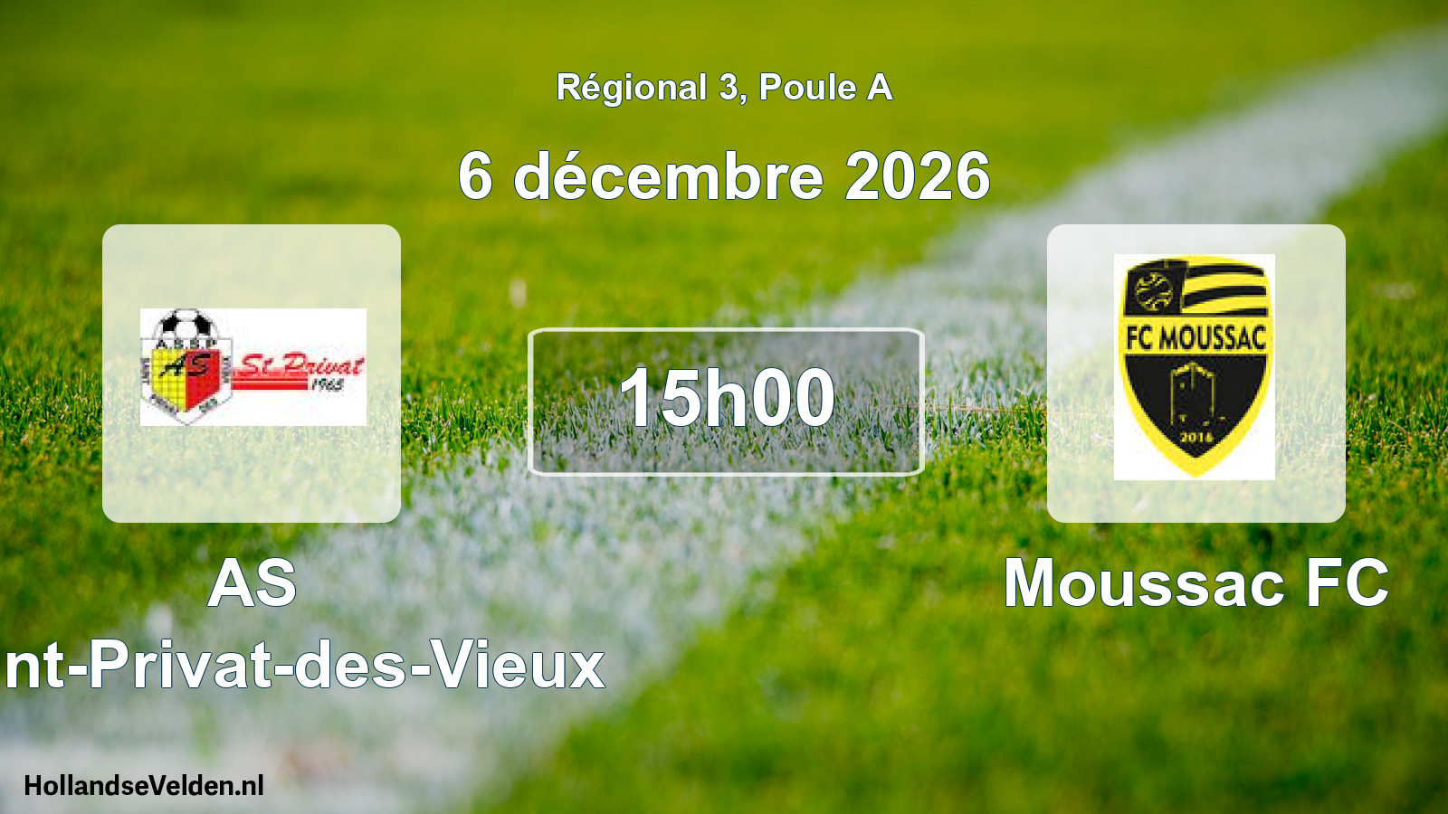 Match programmé: AS Saint-Privat-des-Vieux - Moussac FC (6 décembre 2026)