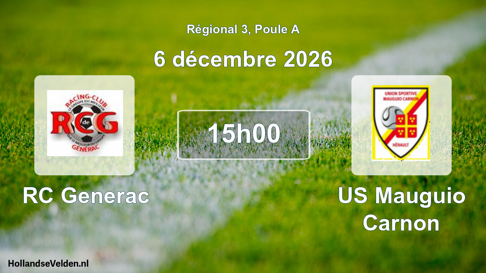 Match programmé: RC Generac - US Mauguio Carnon (6 décembre 2026)