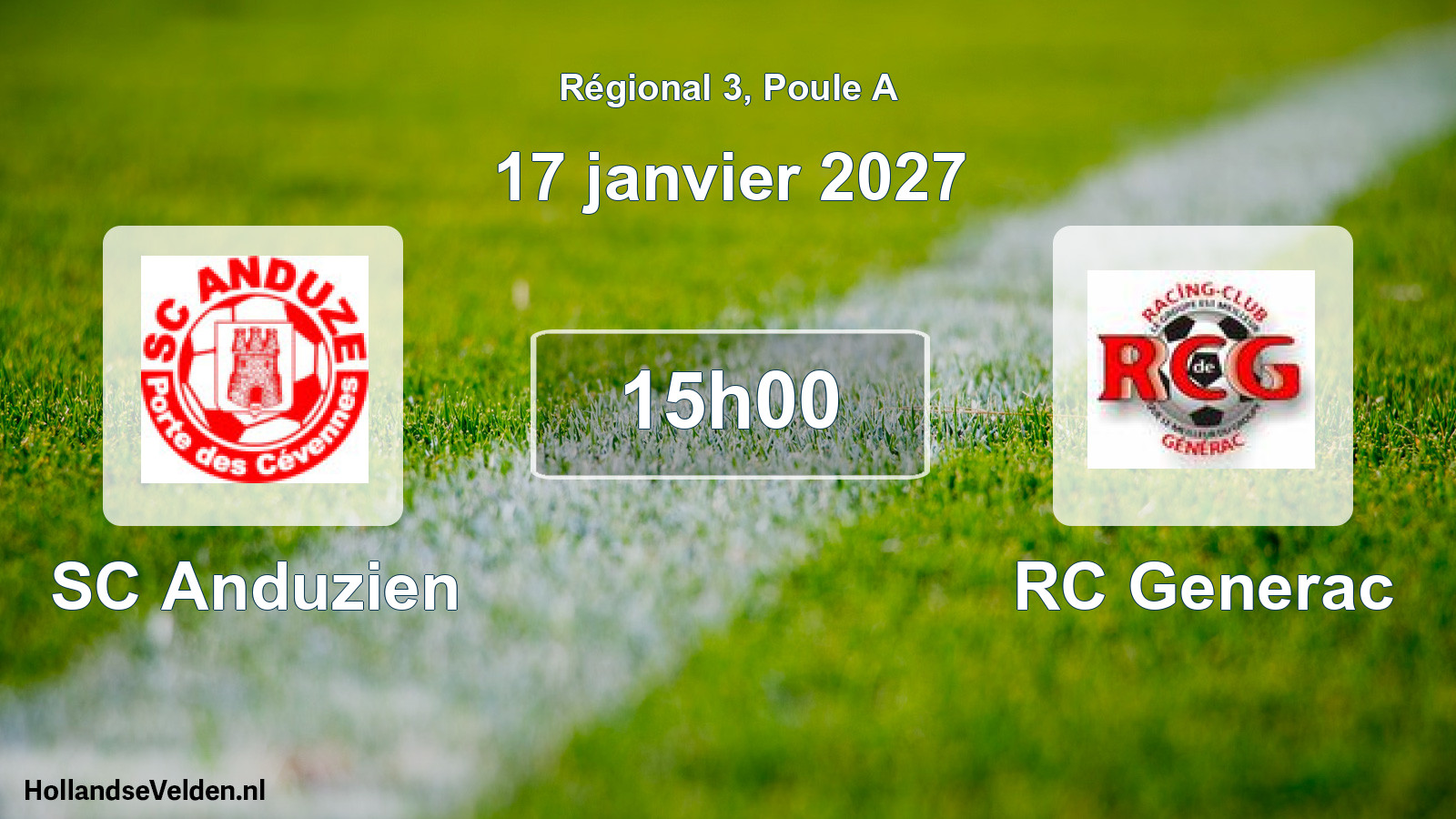 Match programmé: SC Anduzien - RC Generac (17 janvier 2027)