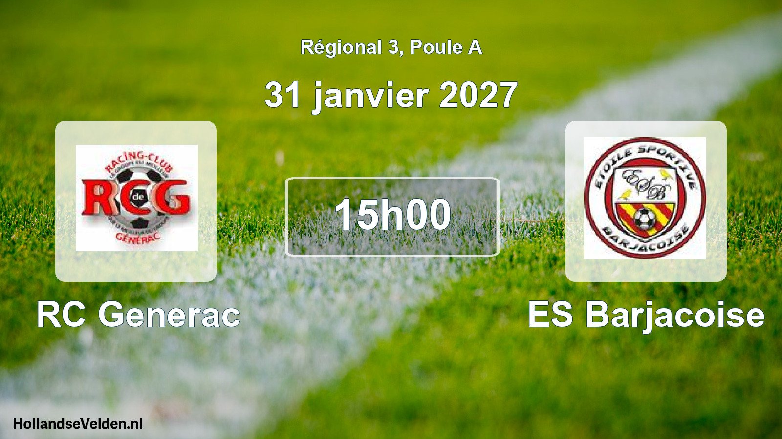 Match programmé: RC Generac - ES Barjacoise (31 janvier 2027)
