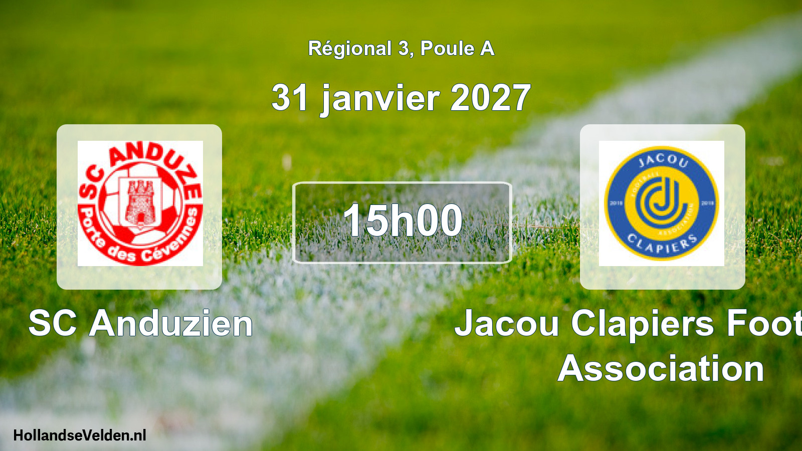 Match programmé: SC Anduzien - Jacou Clapiers Football Association (31 janvier 2027)