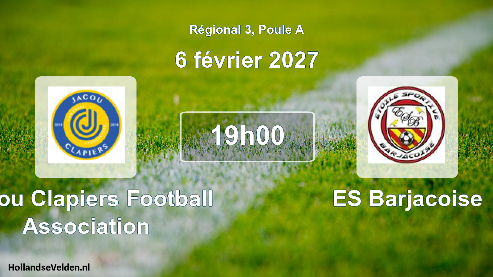 Match programmé: Jacou Clapiers Football Association - ES Barjacoise (6 février 2027)