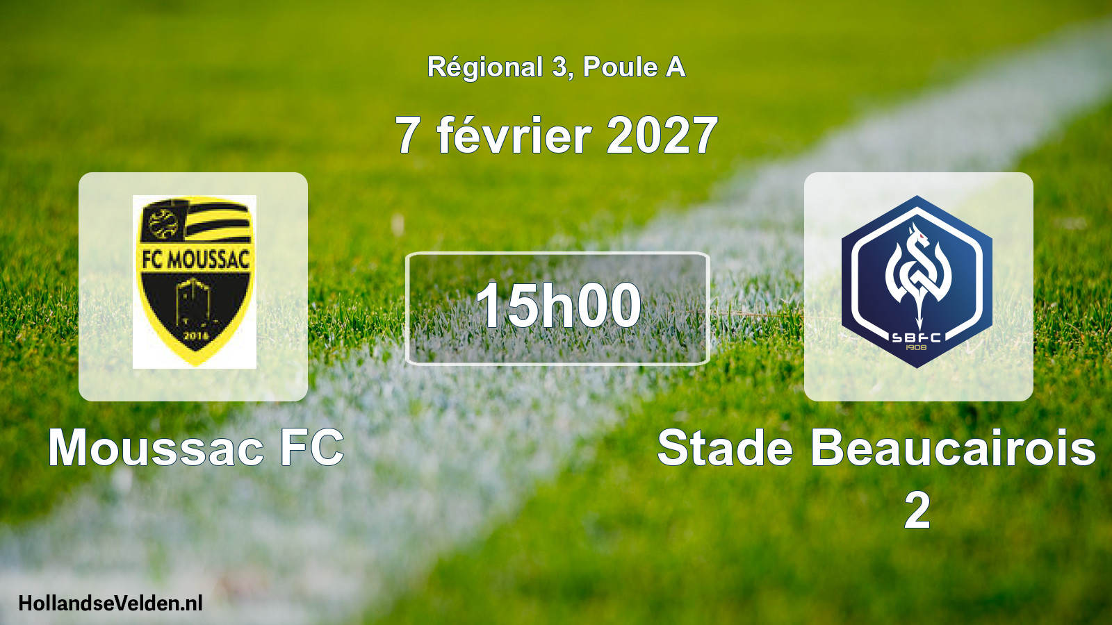 Match programmé: Moussac FC - Stade Beaucairois FC 2 (7 février 2027)