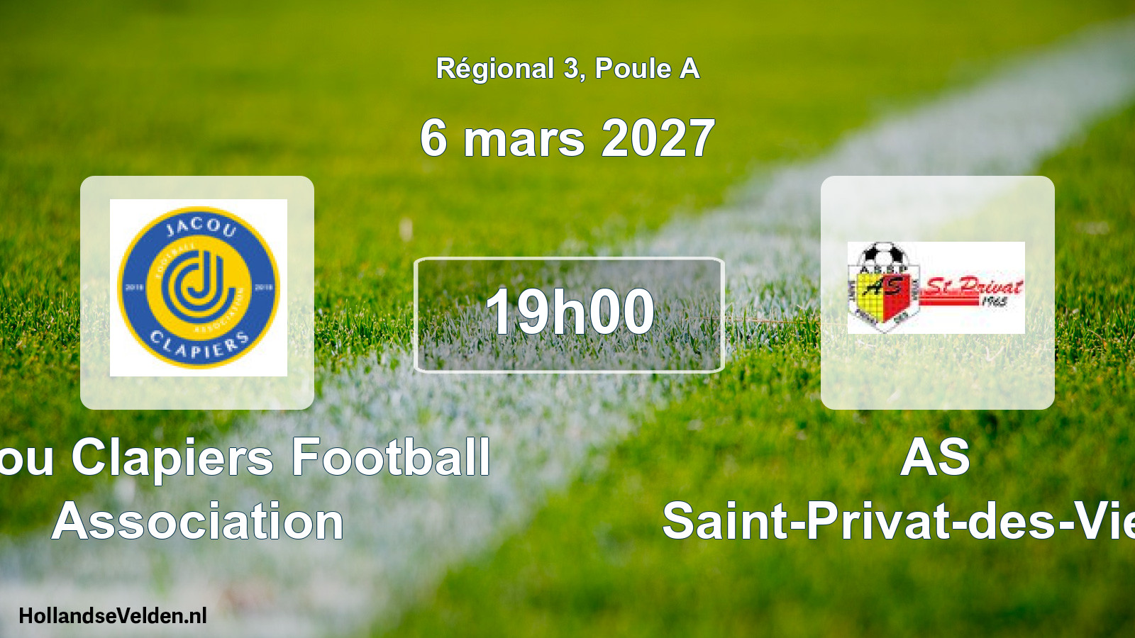 Match programmé: Jacou Clapiers Football Association - AS Saint-Privat-des-Vieux (6 mars 2027)