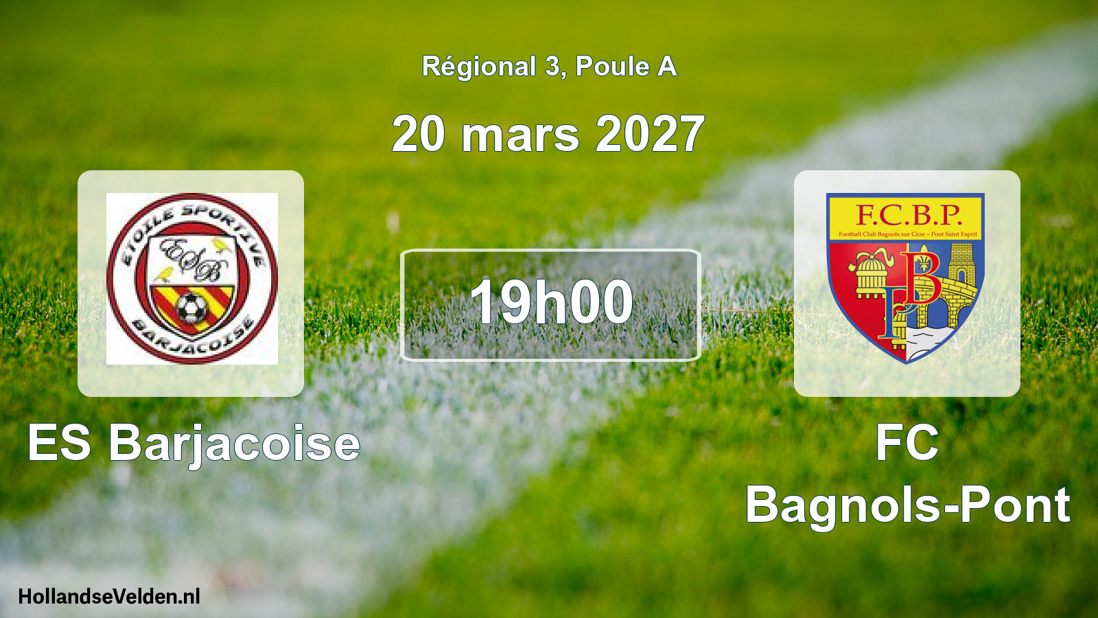 Match programmé: ES Barjacoise - FC Bagnols-Pont (20 mars 2027)