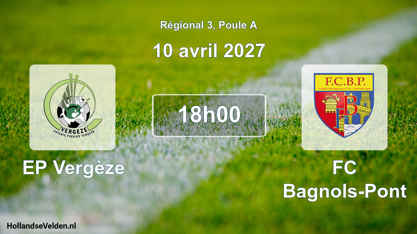 Match programmé: EP Vergèze - FC Bagnols-Pont (11 avril 2027)