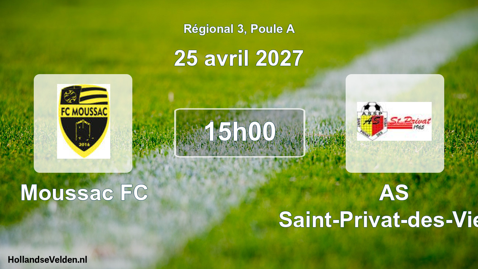Match programmé: Moussac FC - AS Saint-Privat-des-Vieux (25 avril 2027)