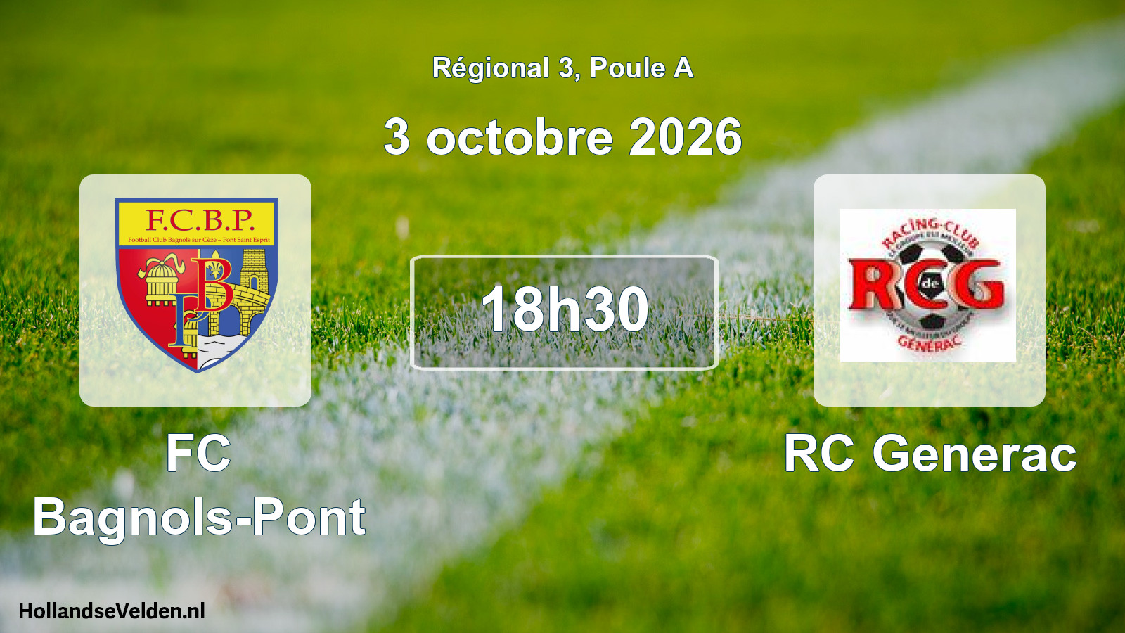 Scheduled Match: FC Bagnols-Pont - RC Generac (3 October 2026)