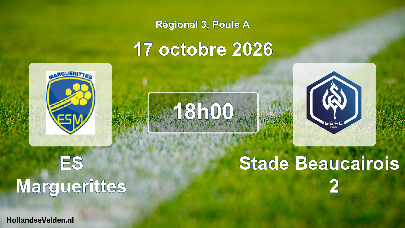 Match programmé: ES Marguerittes - Stade Beaucairois FC 2 (17 octobre 2026)