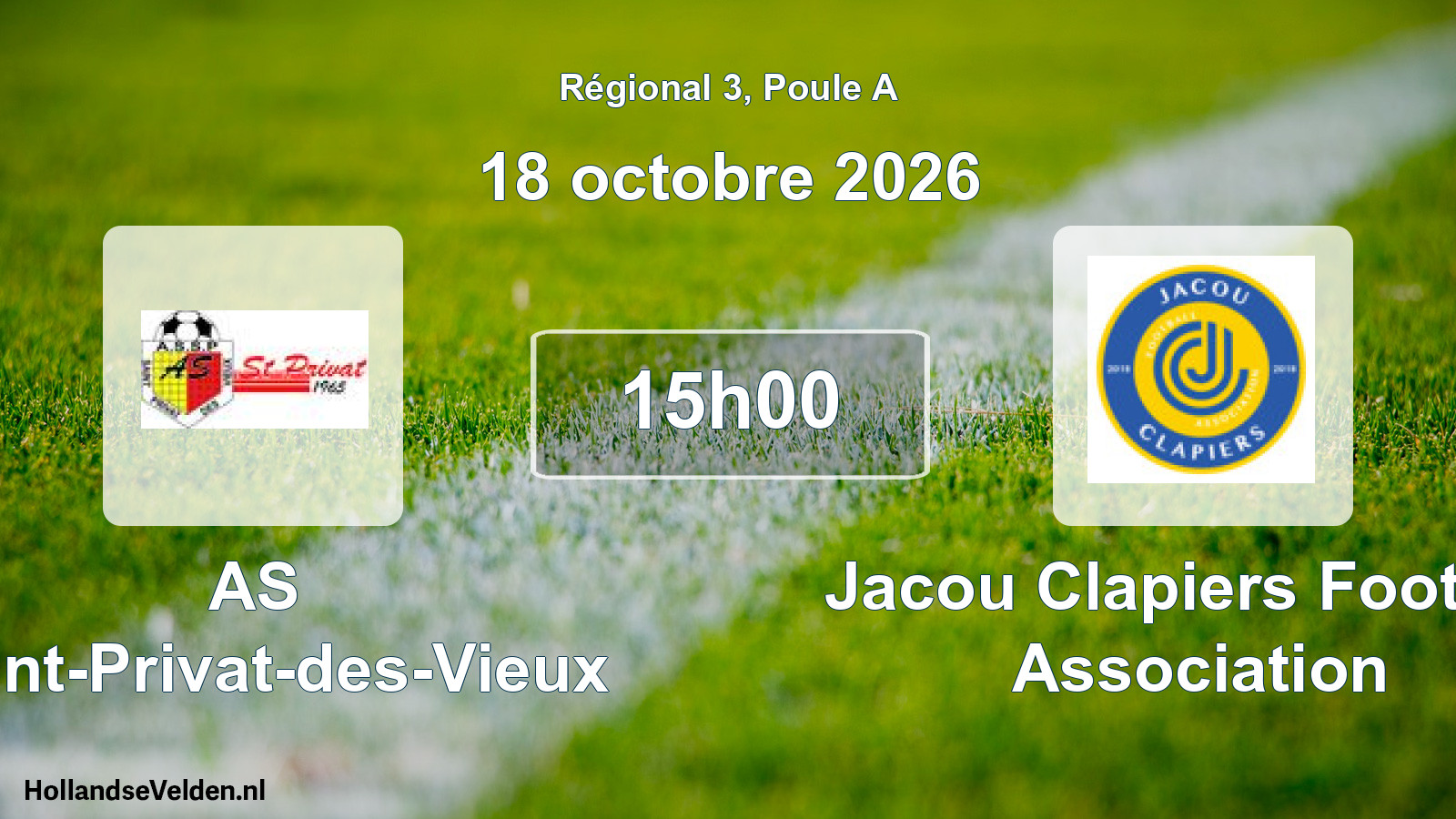 Match programmé: AS Saint-Privat-des-Vieux - Jacou Clapiers Football Association (18 octobre 2026)