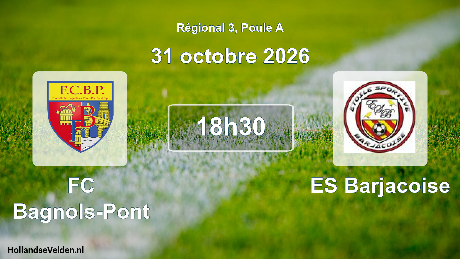 Match programmé: FC Bagnols-Pont - ES Barjacoise (31 octobre 2026)