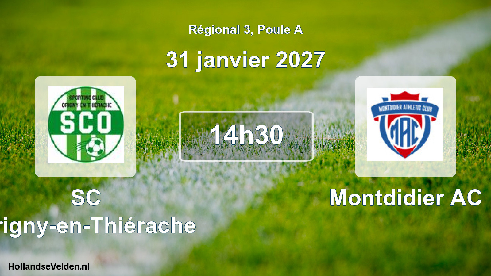 Match programmé: SC Origny-en-Thiérache - Montdidier AC (31 janvier 2027)