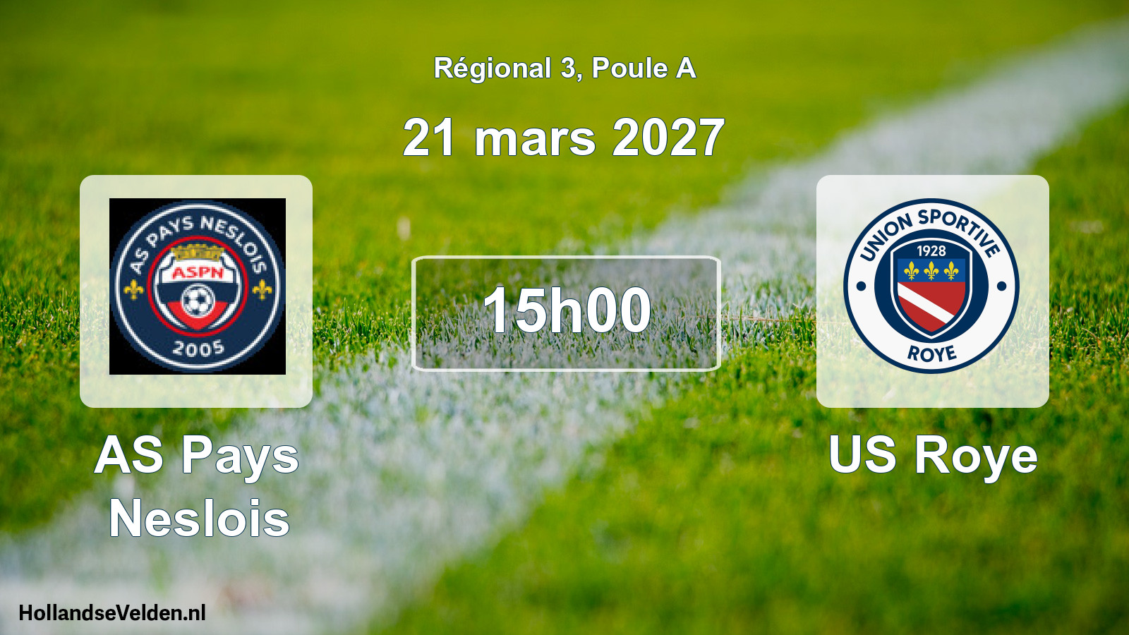 Match programmé: AS Pays Neslois - US Roye (21 mars 2027)