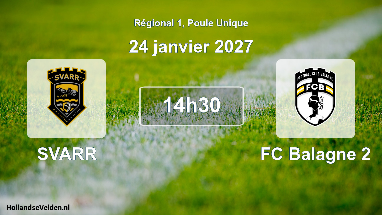 Scheduled Match: SVARR - FC Balagne 2 (24 January 2027)
