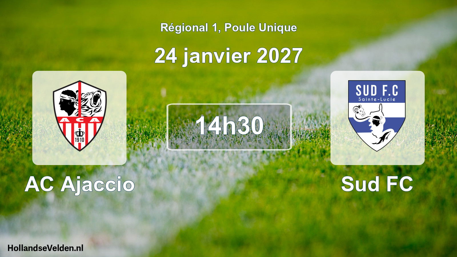 Match programmé: AC Ajaccio - Sud FC (24 janvier 2027)