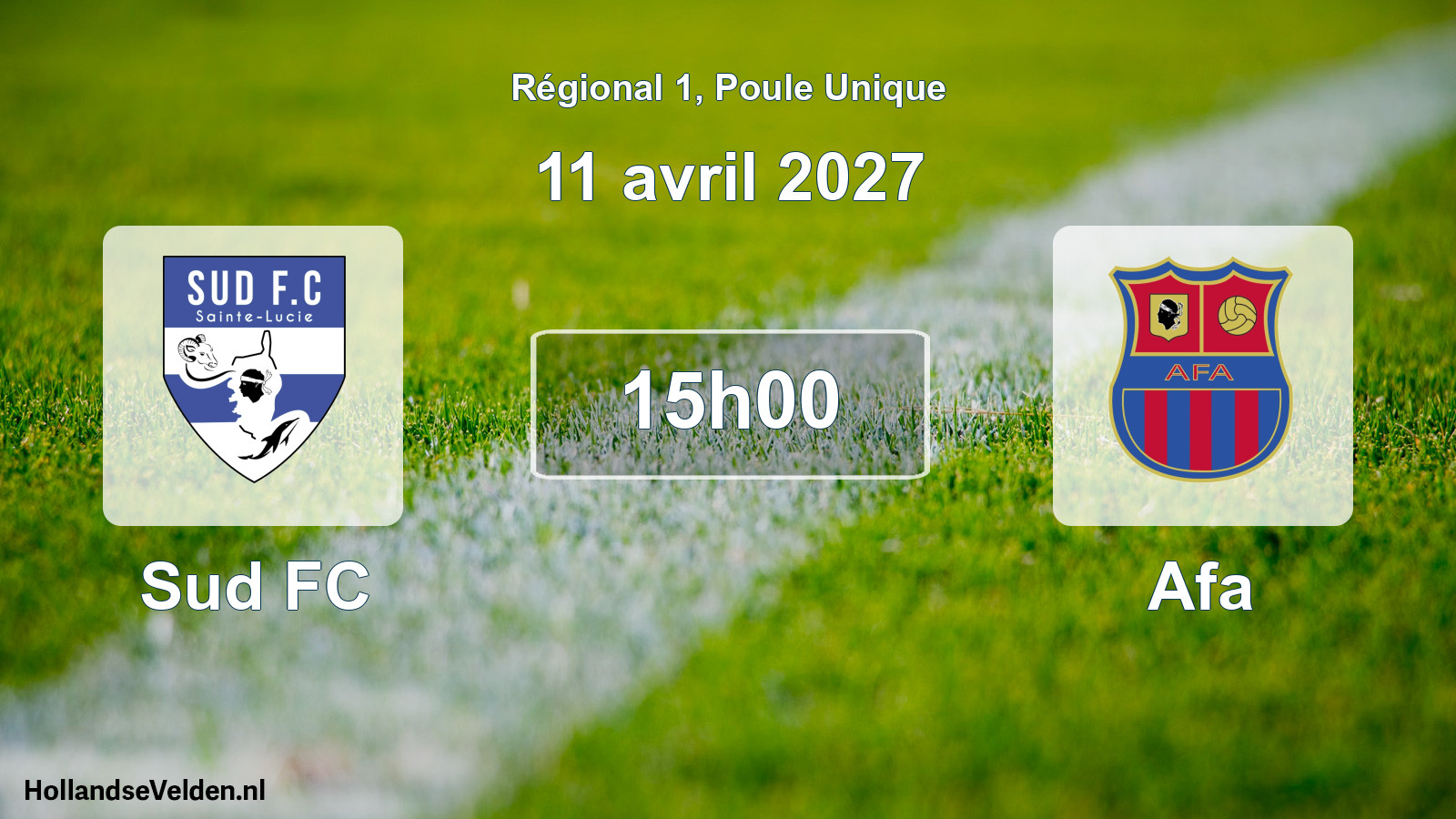 Match programmé: Sud FC - Afa (11 avril 2027)