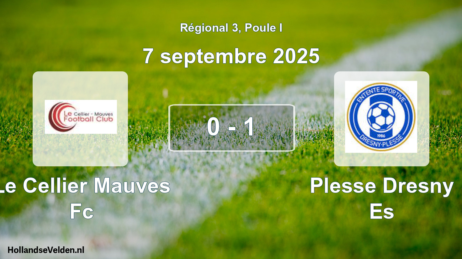 Gespeelde wedstrijd: Le Cellier Mauves Fc - Plesse Dresny Es 0 - 1 (7 september 2025)