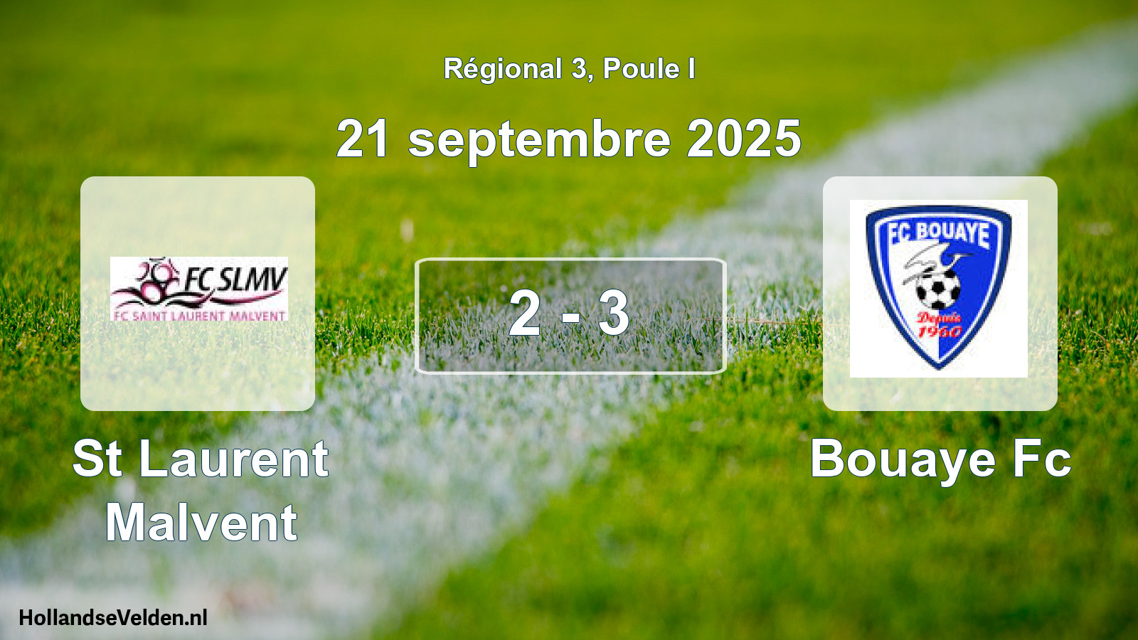 Gespeelde wedstrijd: St Laurent Malvent - Bouaye Fc 2 - 3 (21 septembre 2025)