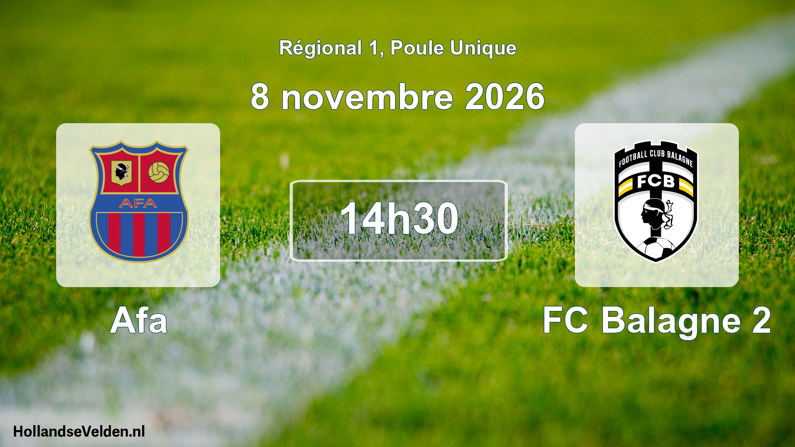 Match programmé: Afa - FC Balagne 2 (8 novembre 2026)