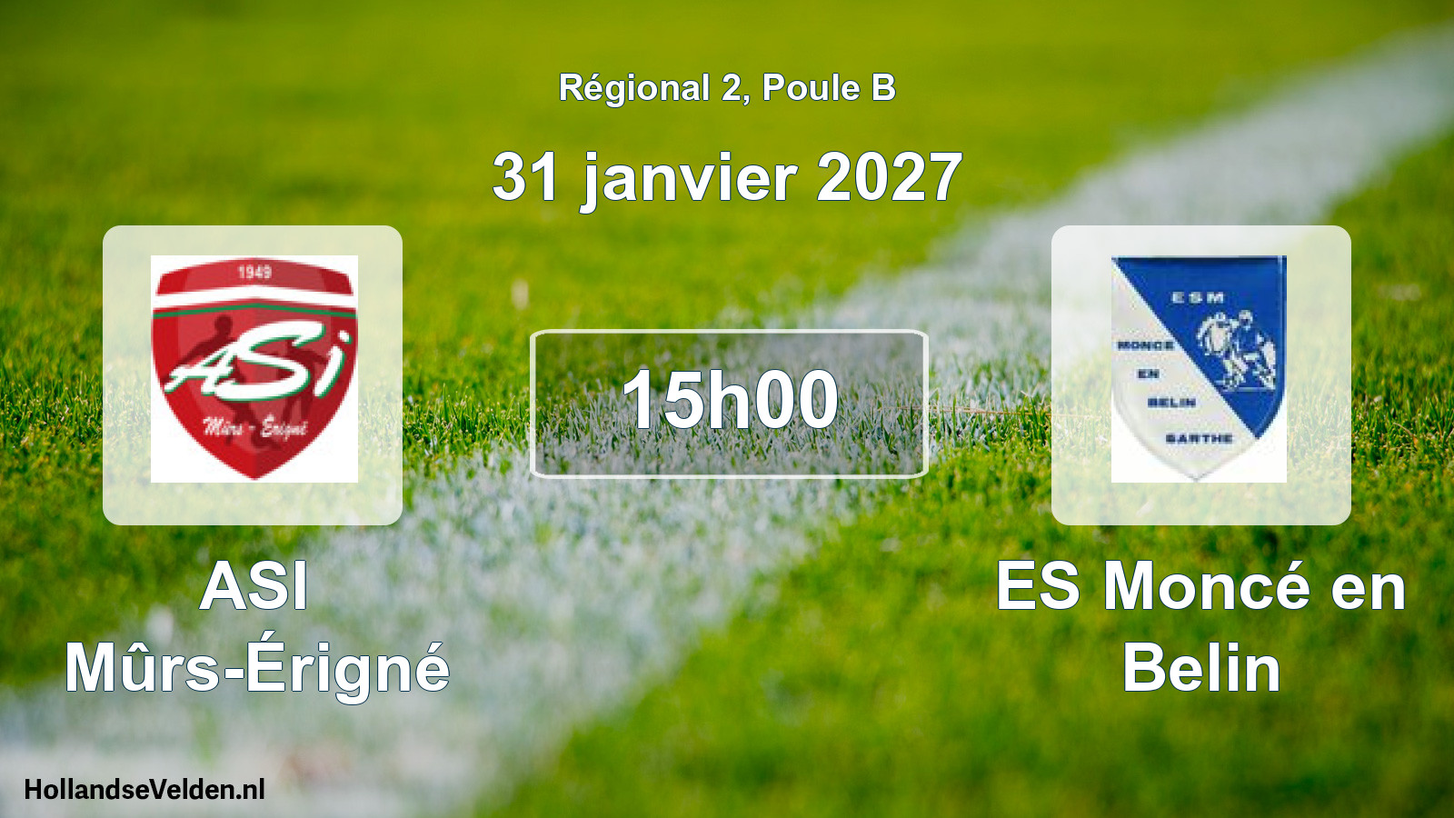 Match programmé: ASI Mûrs-Érigné - ES Moncé en Belin (31 janvier 2027)